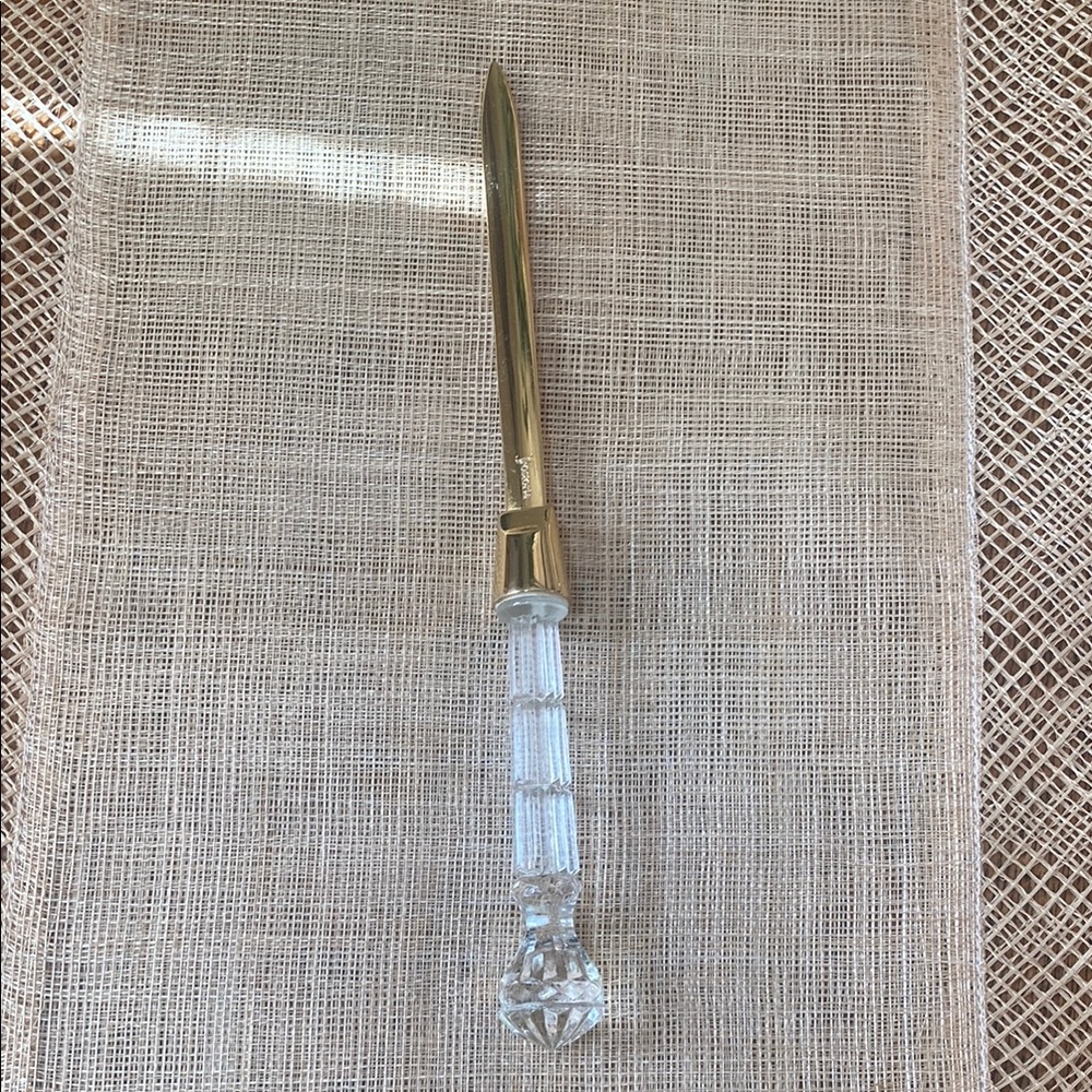 Fostoria Gold and Clear Glass Letter Opener,